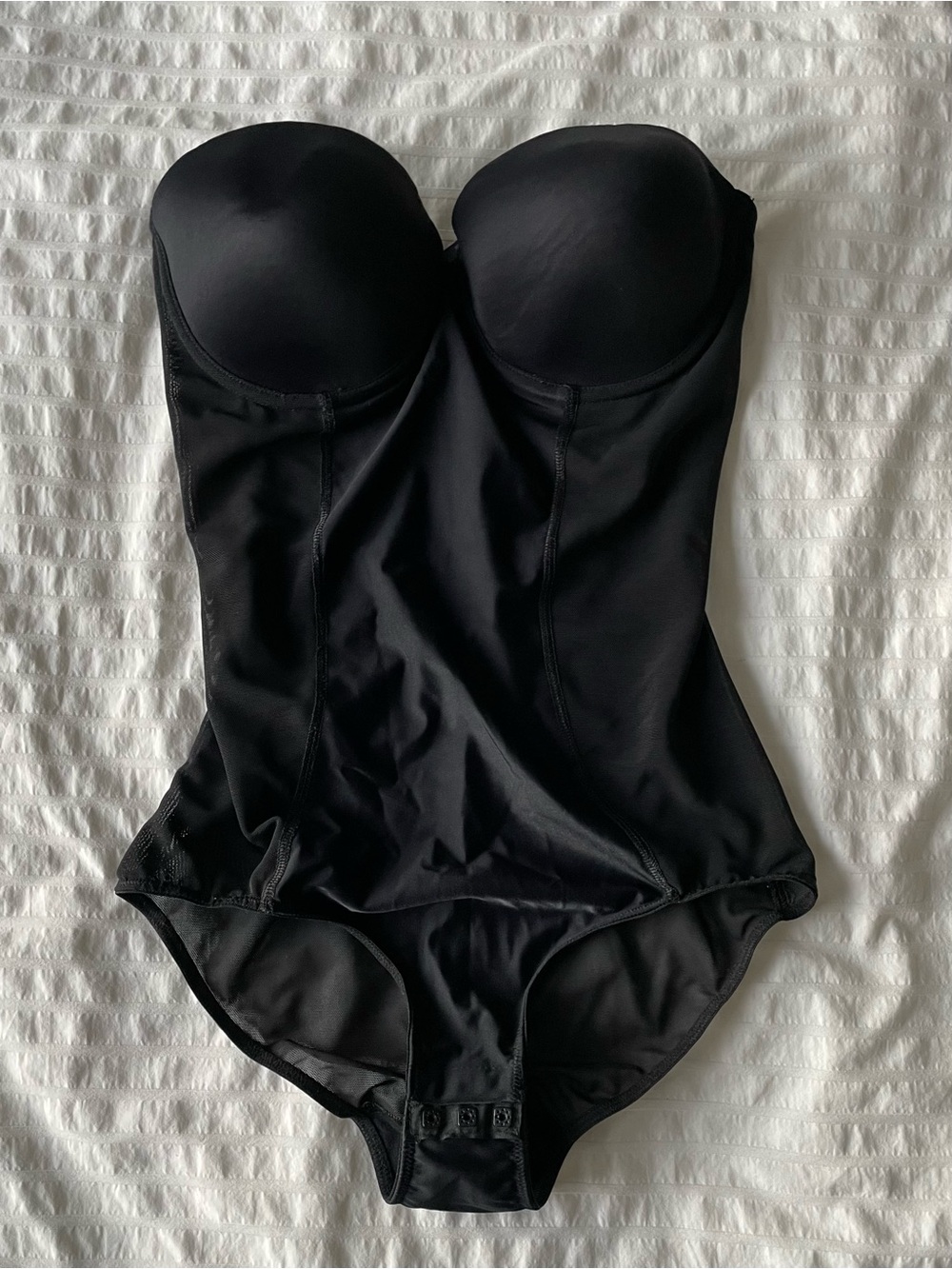 Black Strapless tummy control bodysuit 32D